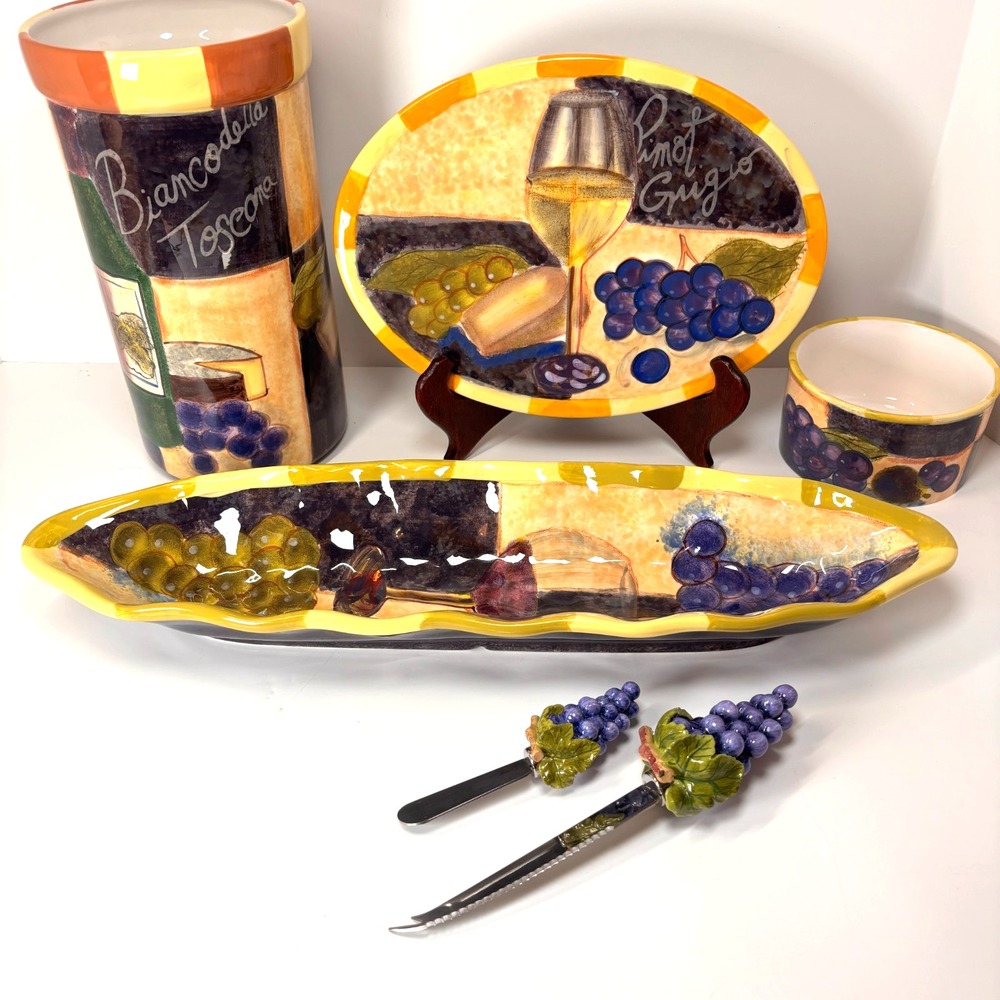6 Piece Wine & Cheese/Cracker Service Set Certified International Geoffrey Allen